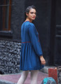 Balloon Sleeve Short Blue Dress