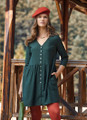 Button Up Short Casual Boho Dress Green
