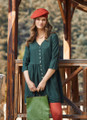 Button Up Short Casual Boho Dress Green