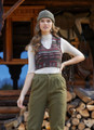 Ethnic Printed Khaki Short Vest for Women