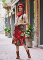 Floral Print Red Boho Midi Skirt