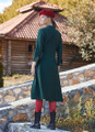 Green Button Up Midi Fall Dress