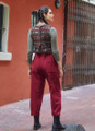 Elastic Waist Loose Fit Women's Maroon Boho Pants