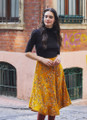 Floral Print Yellow Boho Midi Skirt