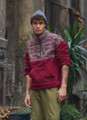 High Neck Plush Fabric Men's Sweatshirt Maroon