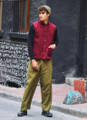 Band Collar Maroon Men's Vest with Cotton Lining