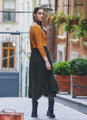 Khaki Hippie Midi Frill Skirt