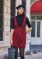 Maroon Boho Gilet Dress with Buttons