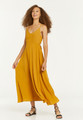 Tie Back Elegant Midi Yellow Summer Dress
