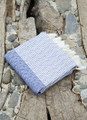 Striped Diamond Pattern Turkish Towel in Dark Blue