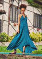 Petrol Blue Open Back Maxi Dress