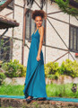 Petrol Blue Open Back Maxi Dress