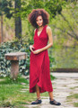 Maroon Sleeveless Wrap Dress