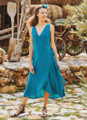 Petrol Blue Sleeveless Wrap Dress
