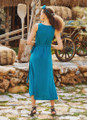 Petrol Blue Sleeveless Wrap Dress