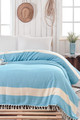 Diamond Pattern Cotton Summer Blanket in Light Blue