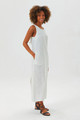 Deep Slit Bohemian Sleeveless White Dress