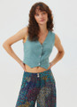 Petrol V Neck Cotton Bohemian Vest