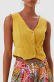 Yellow V Neck Cotton Bohemian Vest