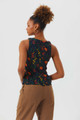 Flower Print Sleeveless Black Boho Top