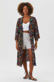 Black Printed Long Kimono