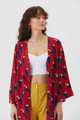 Red Printed Long Kimono