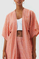 Printed Short Sleeve Orange Kimono