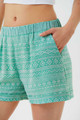 Green Printed Bohemian Style Shorts