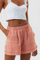 Orange Printed Bohemian Style Shorts