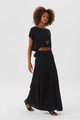 Black A-Line Boho Wrap Skirt