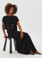 Black A-Line Boho Wrap Skirt