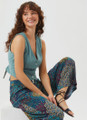 High Rise Turquoise Bohemian Pants