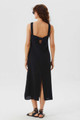 Deep Slit Bohemian Sleeveless Black Dress