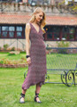 Printed Long Wrap Dress Maroon