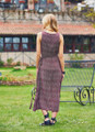 Printed Long Wrap Dress Maroon