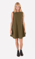 Khaki Cotton Jumper Dress with Large Hood and Side Lacing