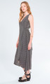 Black Patterned Bohemian Wrap Dress with Rounded Hem