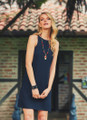 Black Mini Bohemian Dress with Halter Neckline