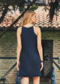 Black Mini Bohemian Dress with Halter Neckline