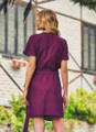 Purple Cotton Mini Bohemian Dress with Side Tie
