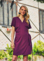 Purple Cotton Mini Bohemian Dress with Side Tie
