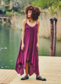 Purple Chic Bohemian Dress with Lace Detail and Asymmetrical Hem