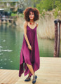 Purple Chic Bohemian Dress with Lace Detail and Asymmetrical Hem