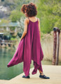 Purple Chic Bohemian Dress with Lace Detail and Asymmetrical Hem