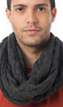 Dark Gray Cozy Cable Knit Cowl Neck Collar