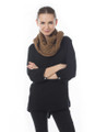 Brown Cozy Cable Knit Cowl Neck Collar