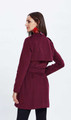 Maroon Gabardine Cotton Belted Trenchcoat