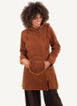 Burnt Orange Long Hooded Jacket with Cotton Gabardine and Fleece Lining