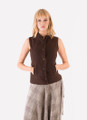 Brown Bohemian Vest with Wooden Buttons