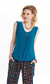 Petrol Sleeveless Bohemian Blouse with Coconut Button Details